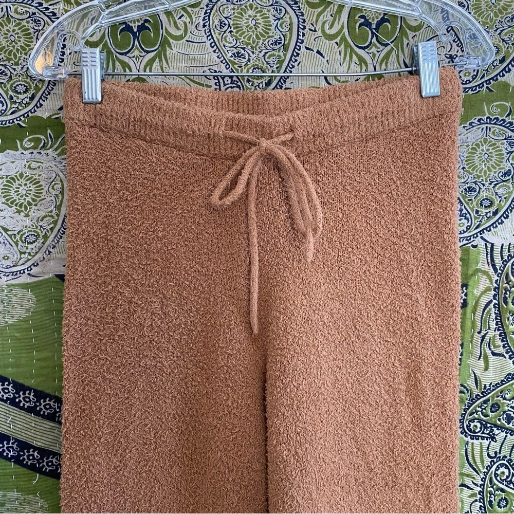 Reformation Monte Camel Plush Drawstring Chic Fuzzy Jogger Pants Size Medium - Picture 3 of 14